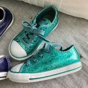 Converse Girls Sneaker Green Glitter Sz8